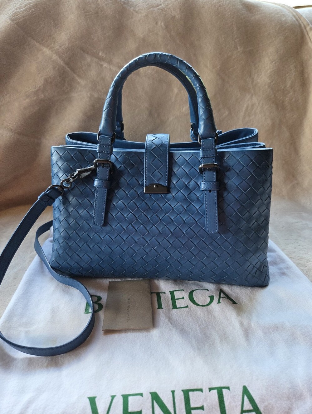 Bottega Veneta Blue Intrecciato Roma Tote - Picture 6 of 15